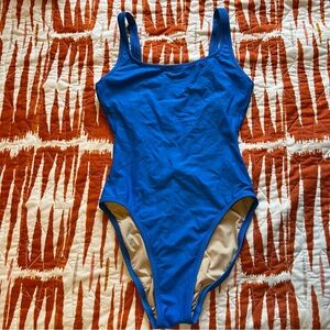 J. Crew Retro Blue One Piece Swimsuit Scoop Neckline